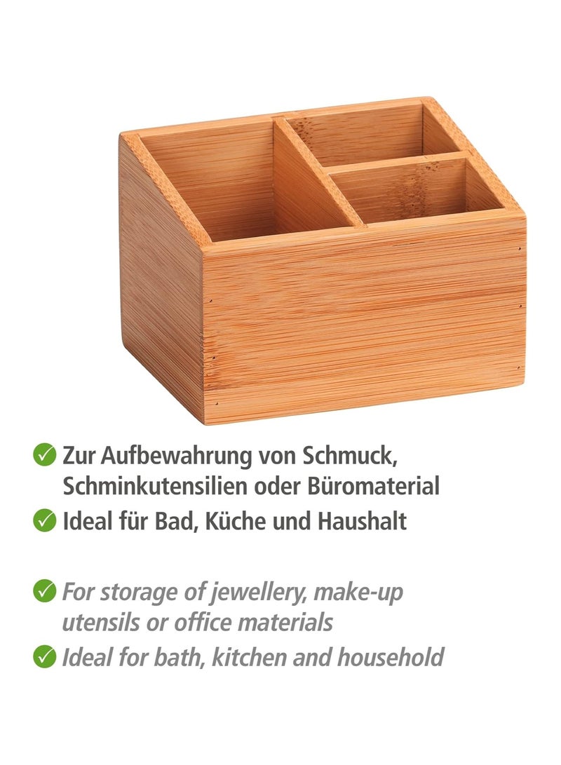 Natural Beech Wood Organiser Box with 3 Compartments - Storage Box, Bathroom Basket, Natural Beech Wood, brown, 12 x 8 x 9 cm  - Image 2