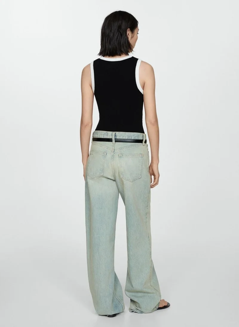 MANGO Knitted top with contrasting piping