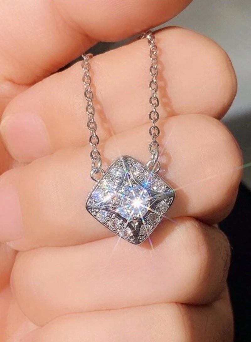 Luxury Silver Plated Necklace u0026 Earrings Jewellery Set For Women  - Image 2