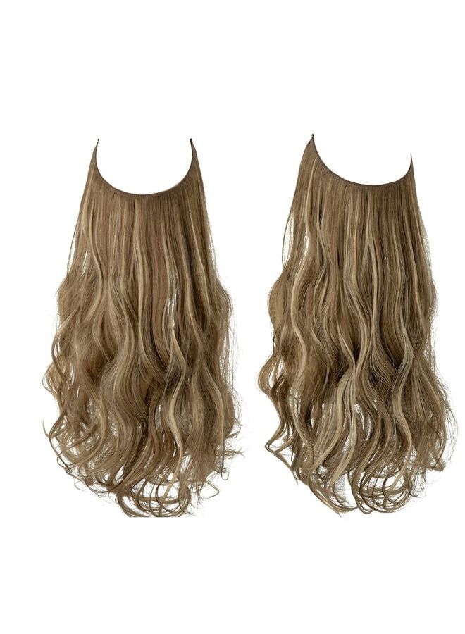 SARLA إكستنشن شعر صناعي خفيف مع خيوط غير مرئية مموج ومجعد بطول 14 إنش مع رأس قابل للتعديل للنساء من ألياف عالية الحرارة SARLA بني متوسط/ أشقر رمادي - Image 2