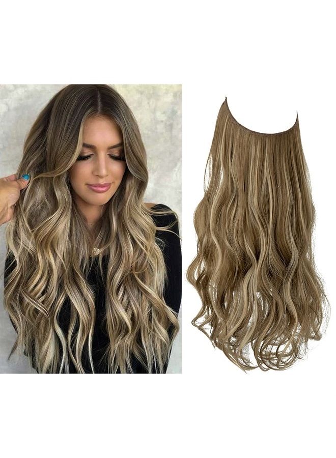 SARLA إكستنشن شعر صناعي خفيف مع خيوط غير مرئية مموج ومجعد بطول 14 إنش مع رأس قابل للتعديل للنساء من ألياف عالية الحرارة SARLA بني متوسط/ أشقر رمادي - Image 1