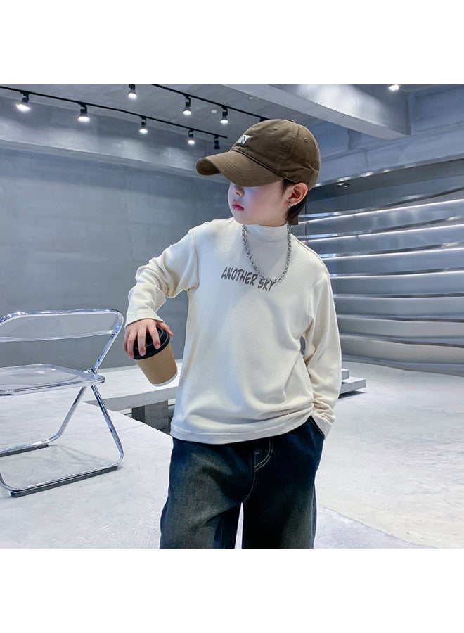 Boys' Half-high Collar Warm Base Shirt Winter New Children's Inner Wear Boys' Thickened Long-sleeved T-shirt