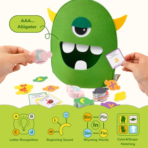 CHEFAN Alphabet Learning ToyThe Alphabet MonsterLetter Recognition Matching GameMontessori Preschool ToysABC Learning Toys for Kids Ages 3 4 5 6 - Image 5