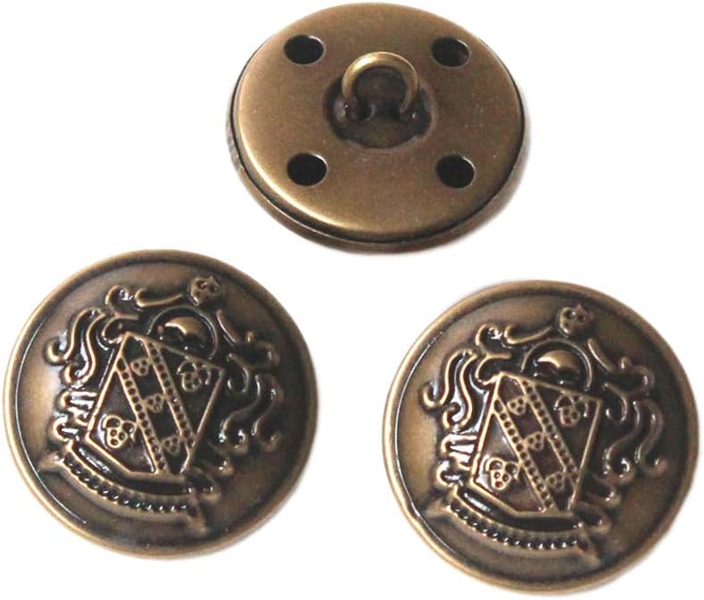 YaHoGa 10PCS 1 Inch 25mm Antique Metal Buttons with Shank for Blazers Suits Jackets Antique Brass - Image 1