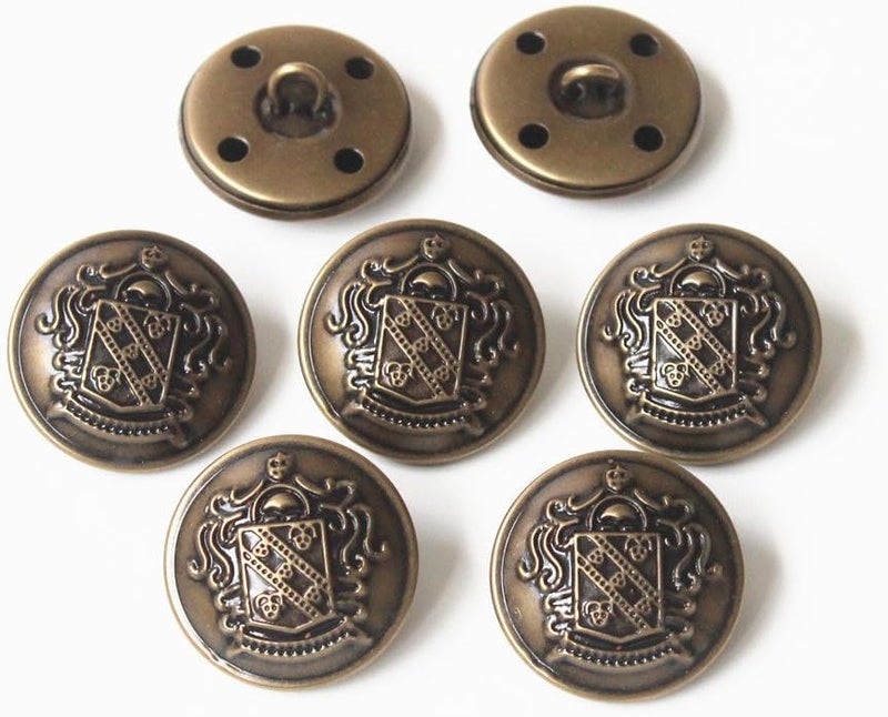YaHoGa 10PCS 1 Inch 25mm Antique Metal Buttons with Shank for Blazers Suits Jackets Antique Brass - Image 2