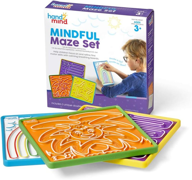hand2mind Mindful Maze Boards, Tactile Sensory Toys for Toddlers, Anxiety Relief Items, Calm Down Corner Supplies, Emotional Regulation Tools for Kids, Play Therapy Toys, Mindfulness Gifts - Image 1