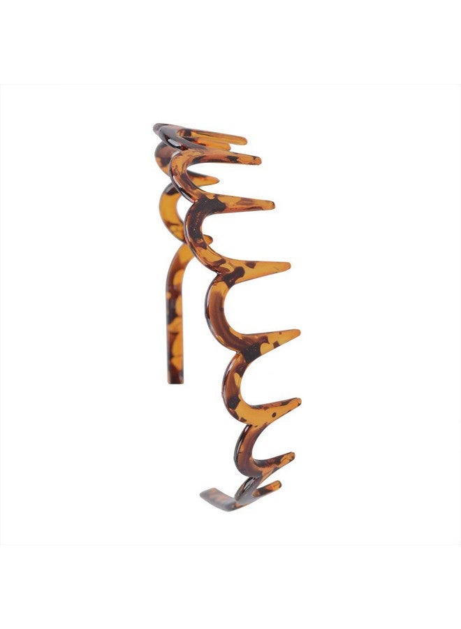 فوداتم Fodattm 2 قطعة عصابة رأس متعرجة على شكل سن سمكة قرش من البلاستيك ومشط شعر للنساء وطوق شعر وإكسسوارات شعر (A#) - Image 3