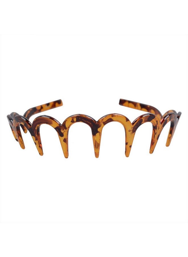 فوداتم Fodattm 2 قطعة عصابة رأس متعرجة على شكل سن سمكة قرش من البلاستيك ومشط شعر للنساء وطوق شعر وإكسسوارات شعر (A#) - Image 5