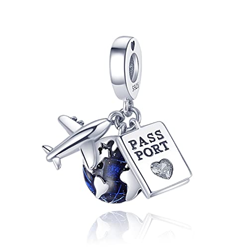 MULA 925 Sterling Silver Charms for Bracelets and Necklaces Airplane Passport Dangle Pendants Beads Butterfly Dragonfly Charms Jewelry Charm for Women - Image 1