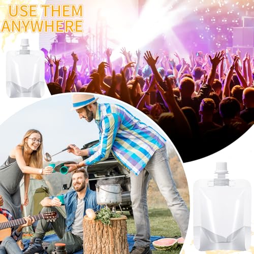 Seeloowy 100 Pcs Plastic Pouches Bulk Clear Juice Bags Squeeze Pouches Plastic Leak Proof Bags with Funnel for Party Favors (1 oz) - Image 5