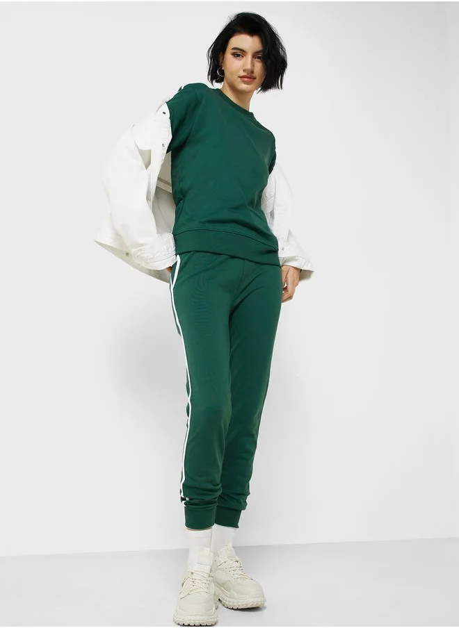 Ginger Basics Sweatshirt & Side Stripe Jogger Set