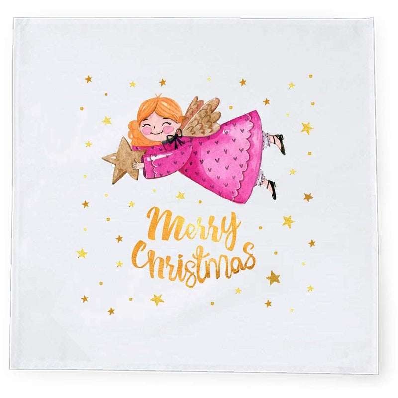 Khakee 6 Pcs Christmas Theme Tafta Silk Table Napkins 10x 10 for Xmas Decoration Christmas OrnamentsChristmas Gift npxmas089P - Image 2