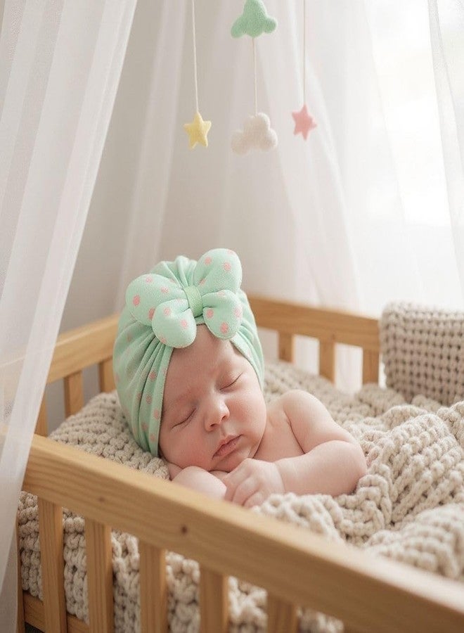 FAMWRAPZ Baby Butterfly Turban Bow Cap - Soft Knotted Beanie Cap Headwrap for Infants, Toddlers & Kids (0-3 Years) Green - Image 2