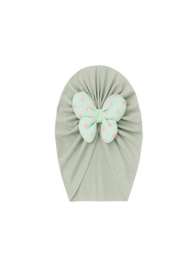 FAMWRAPZ Baby Butterfly Turban Bow Cap - Soft Knotted Beanie Cap Headwrap for Infants, Toddlers & Kids (0-3 Years) Green - Image 1