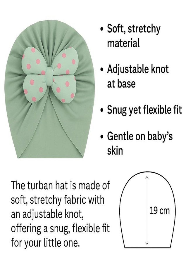 FAMWRAPZ Baby Butterfly Turban Bow Cap - Soft Knotted Beanie Cap Headwrap for Infants, Toddlers & Kids (0-3 Years) Green - Image 3