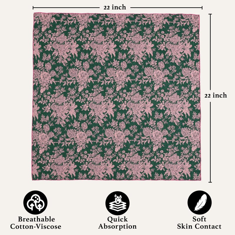 THENEXTLOVE Soft Cotton Viscose Bandana 22''x22'' for Women and Men Multi-purpose Headband Hair Scarf Handkerchief as Gifts(A2-Green and Pink) - Image 2