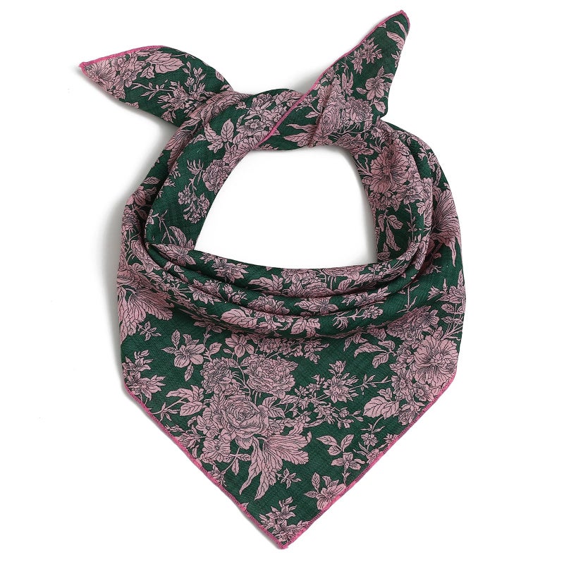 THENEXTLOVE Soft Cotton Viscose Bandana 22''x22'' for Women and Men Multi-purpose Headband Hair Scarf Handkerchief as Gifts(A2-Green and Pink) - Image 1