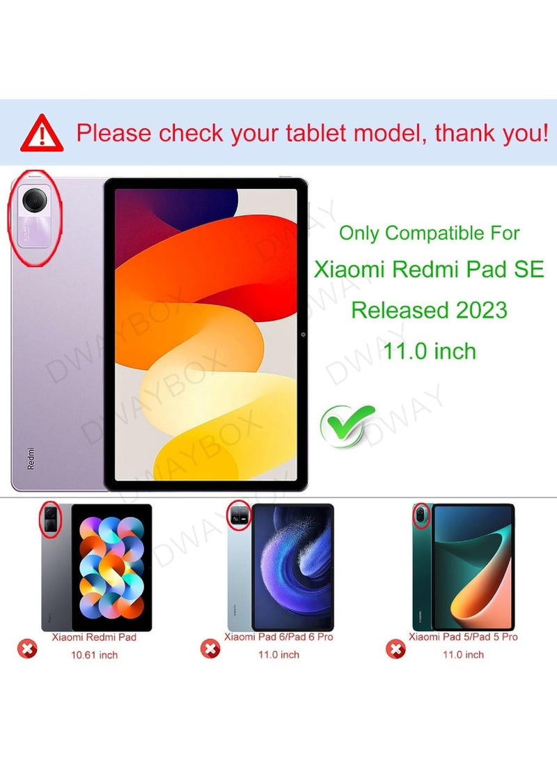 روك بو حافظة لهاتف Xiaomi Redmi Pad SE مقاس 11.0 بوصة إصدار 2023 حافظة فوليو ذكية رفيعة مزودة بحامل للنوم/الاستيقاظ التلقائي مع فتحة قلم رصاص وغطاء خلفي شفاف شفاف - Image 2