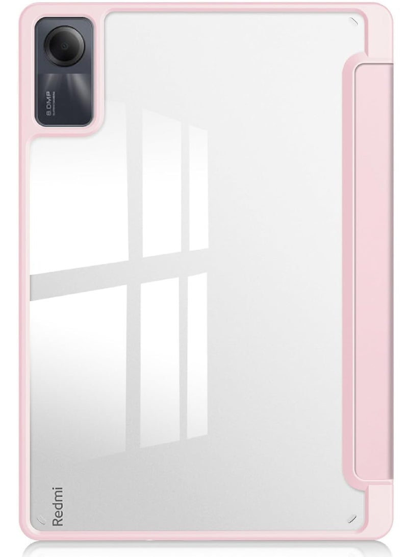 روك بو حافظة لهاتف Xiaomi Redmi Pad SE مقاس 11.0 بوصة إصدار 2023 حافظة فوليو ذكية رفيعة مزودة بحامل للنوم/الاستيقاظ التلقائي مع فتحة قلم رصاص وغطاء خلفي شفاف شفاف - Image 3