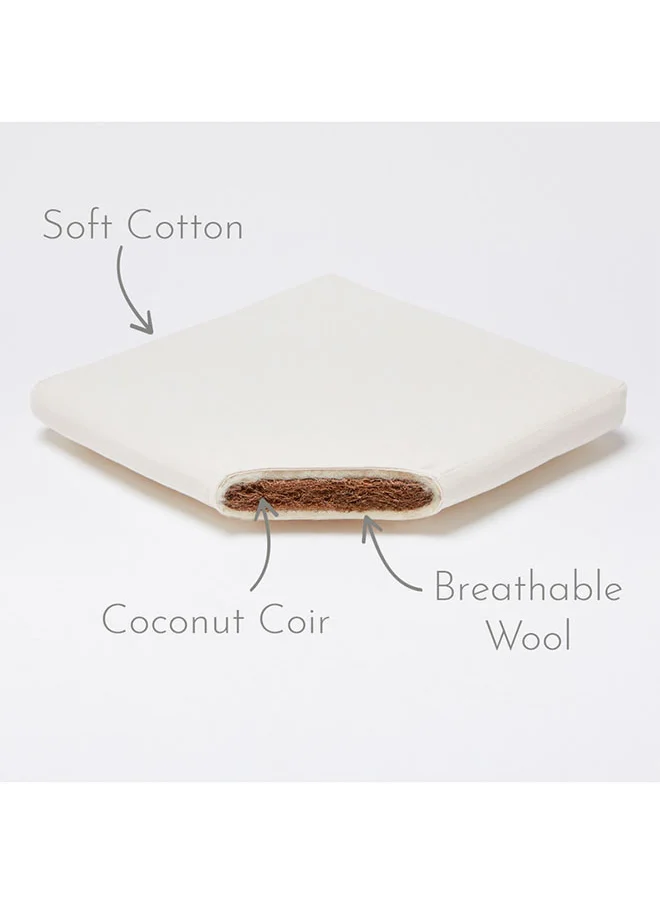 ذا ليتل جرين شيب Natural Knitted Baby Moses Basket And Mattress From 0 - 4 Months