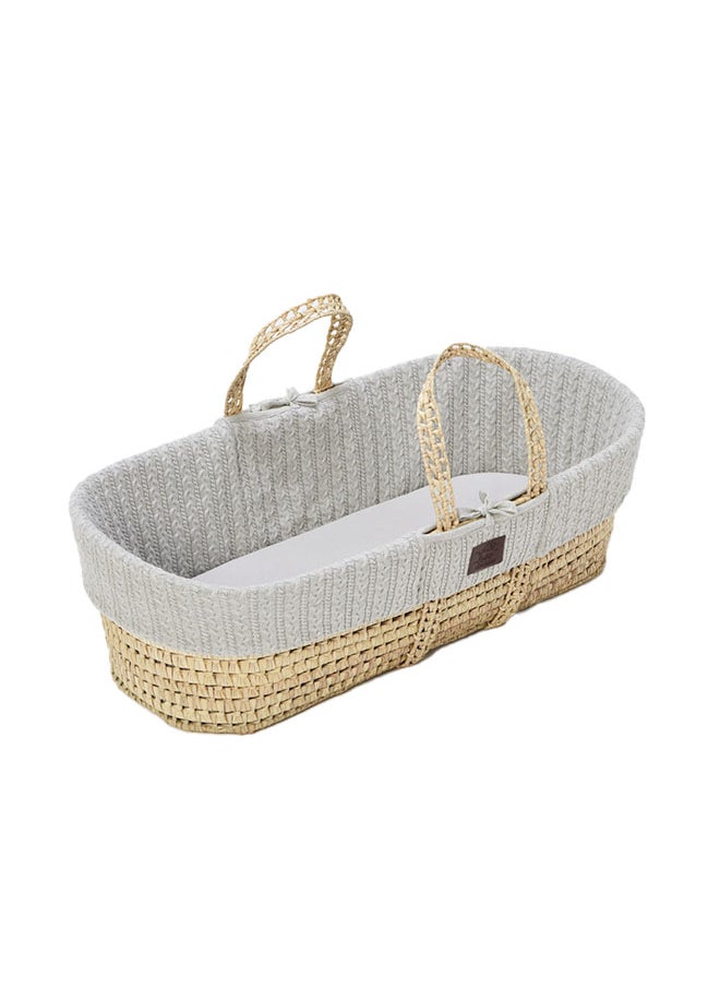 The Little Green Sheep Natural Knitted Baby Moses Basket And Mattress From 0 - 4 Months  - Image 1