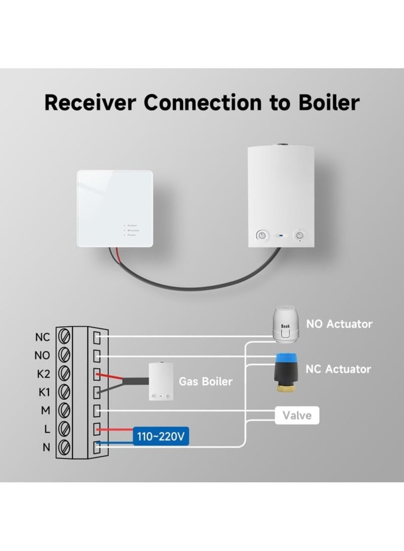 SYOSI Wireless WiFi Thermostat with receiver for Gas Boiler Heating Programmable Smart Thermostat Supports Voice and APP Control Works with Google Home Smart Thermostat for Energy Saving - Image 5