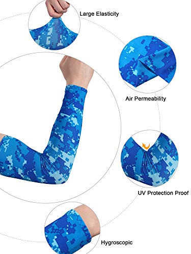 Mudder 8 Pairs Arm Sleeves UV Sun Protection for Men Women Cooling Tattoo Cover Up Sleeves(Light Color,Average Size) - Image 5