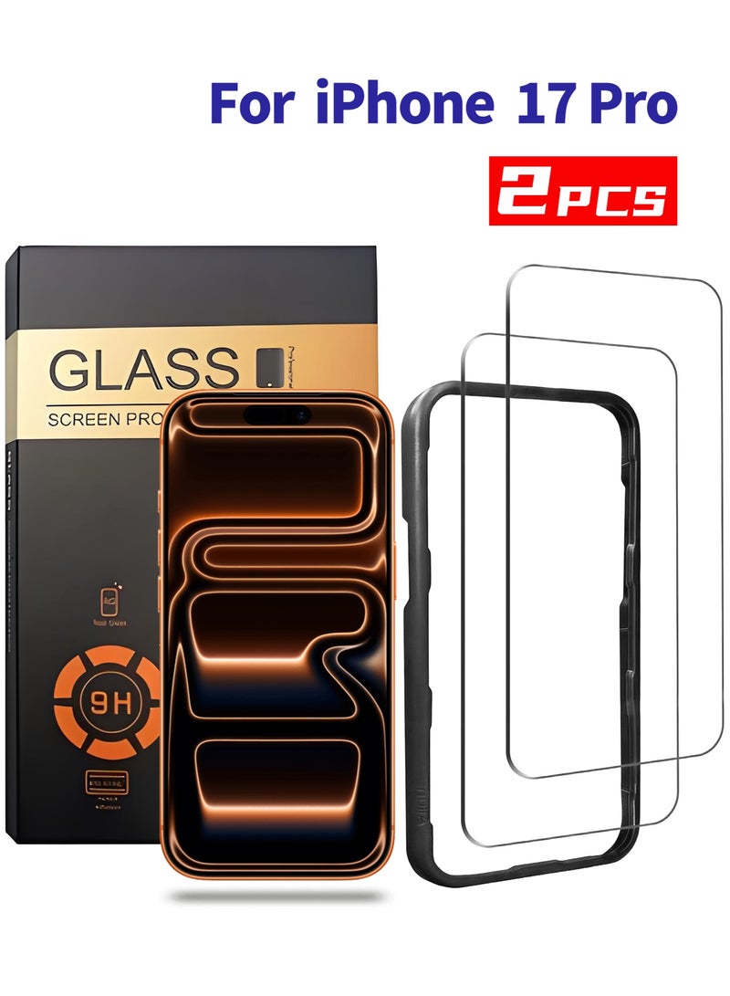 MonaPlay [2pcs] iPhone 17 Pro Screen Protector, HD Clear, Tempered Glass with Alignment Frame, Bubble-Free, Anti-Fingerprint, Easy Install - Image 1