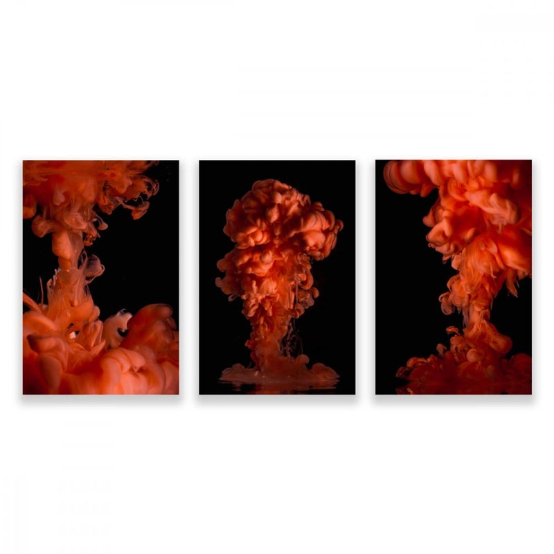 Marktna Three modern canvas paintings with a volcano design and a hollow frame, measuring (150×70), three pieces - Image 1