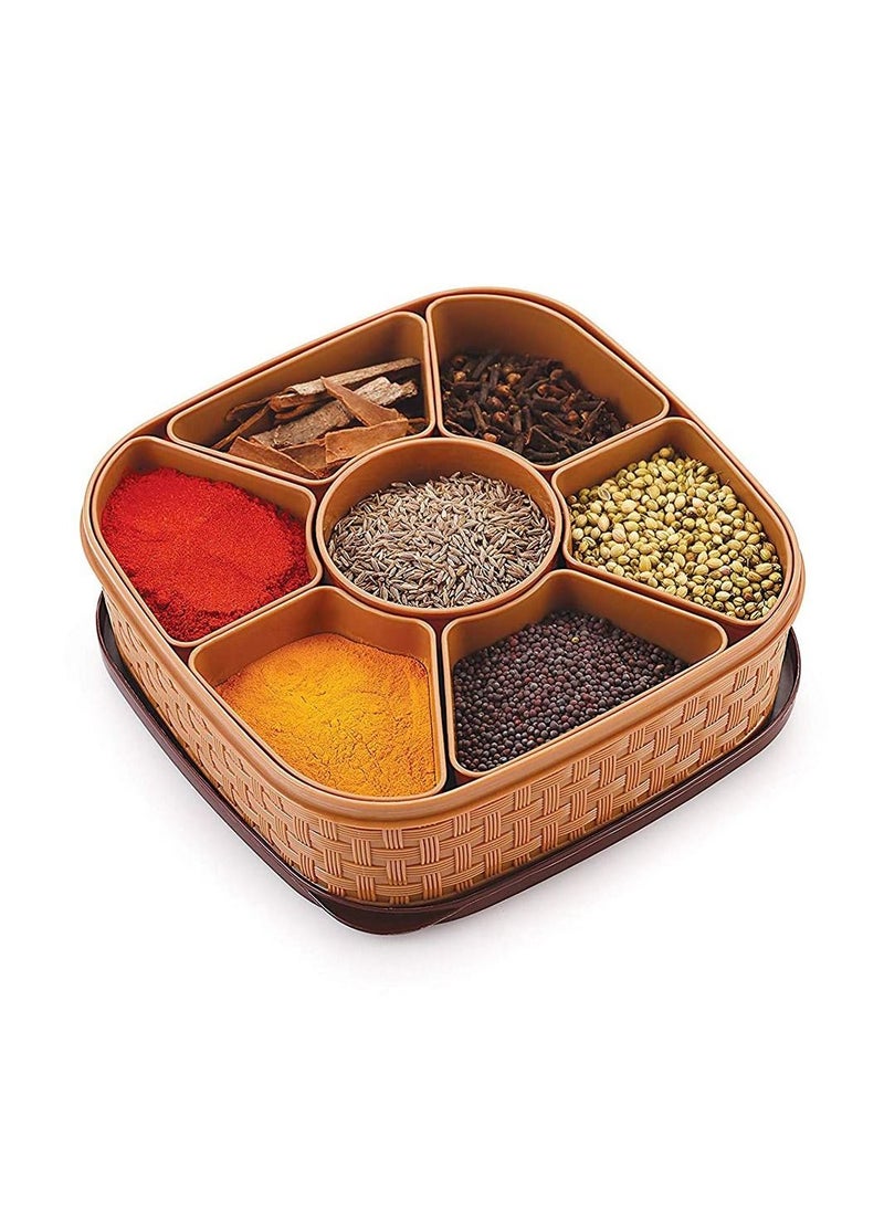 Generic - Plastic Masala Spices Dabba Box - 7 Sections  With Spoon - Image 1