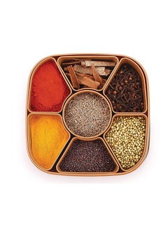 Plastic Masala Spices Dabba Box - 7 Sections  With Spoon