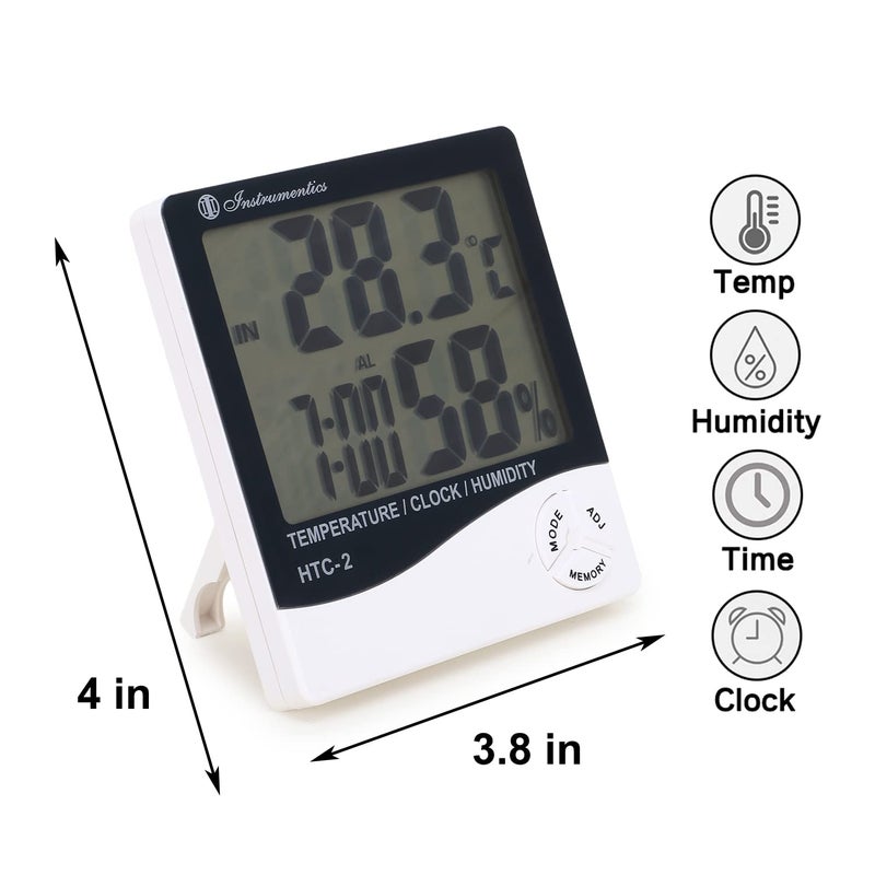 DGARYS Plastic Indoor Outdoor Temperature Humidity Hygrometer, Temperature, Humidity, Calendar, Clock, Alarm, Tabletop Or Wall Mount Htc-2 - Image 4
