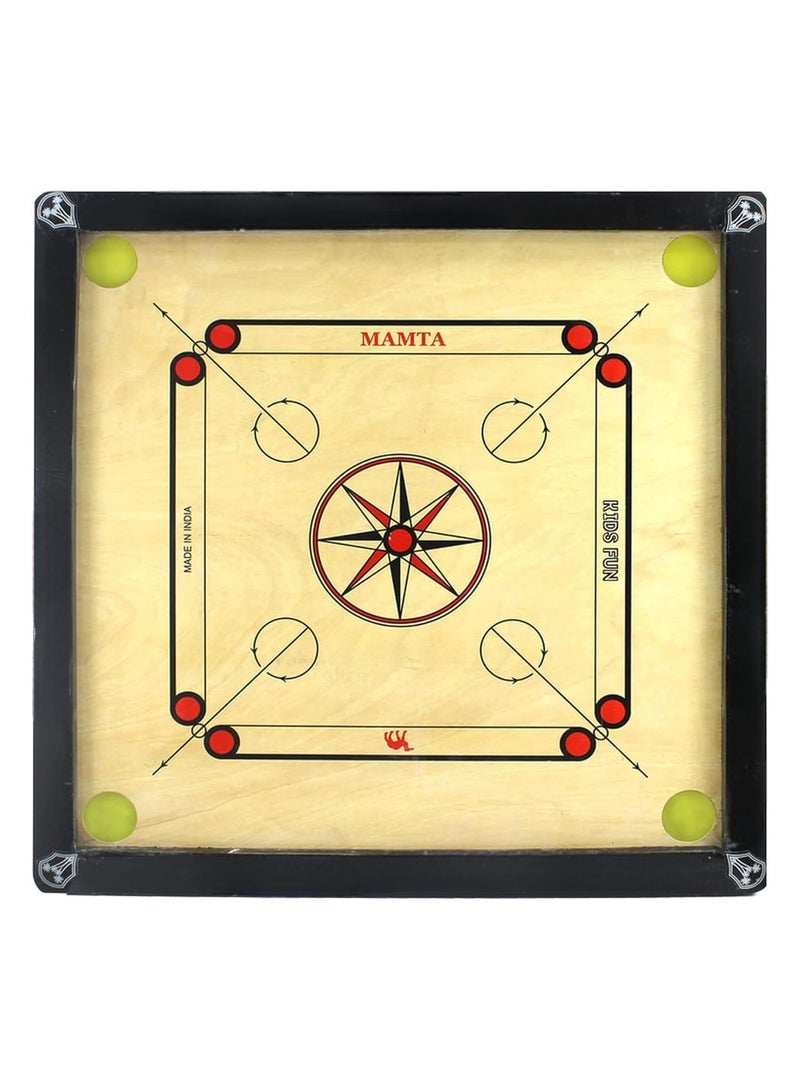 Carrom Board, 30x30x1.5Inches, Black and Brown Surface with Plastic Coins, Plywood Surface, and Hardwood Borders- "Made In India" - Image 2