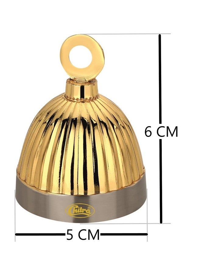 Chitra Brass Decorative Italian Bell for Pooja Rooms Pack of 6 (Silver Gold, 50 MM) - Image 3