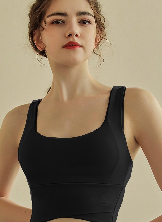 HaveDream Women's Yoga Vest, New Shockproof High Strength Running Fitness Bra - Black L Size  - Image 3