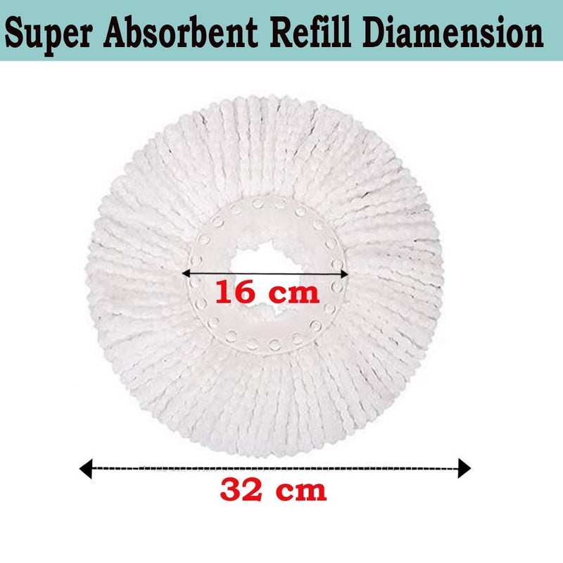 Hill Clean 360 Spin Mop Stick Stainless Steel for Elite Floor Cleaning with 2 White Microfiber Refill - Image 4