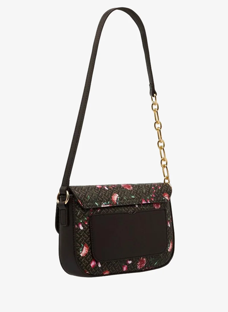 Flora Bella By Shoexpress BROWN Flora Bella Monogram Print Shoulder Bag with Magnetic Button Closure for Women | Best Price UAE