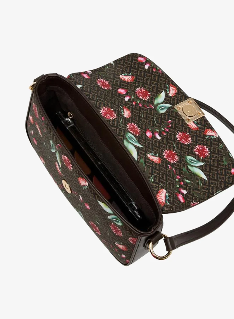 Flora Bella By Shoexpress BROWN Flora Bella Monogram Print Shoulder Bag with Magnetic Button Closure for Women | Best Price UAE