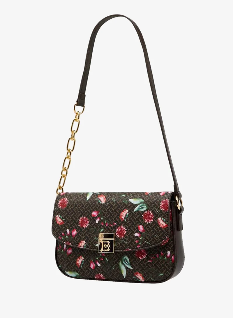Flora Bella By Shoexpress BROWN Flora Bella Monogram Print Shoulder Bag with Magnetic Button Closure for Women | Best Price UAE
