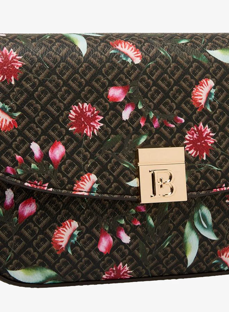 Flora Bella By Shoexpress BROWN Flora Bella Monogram Print Shoulder Bag with Magnetic Button Closure for Women | Best Price UAE