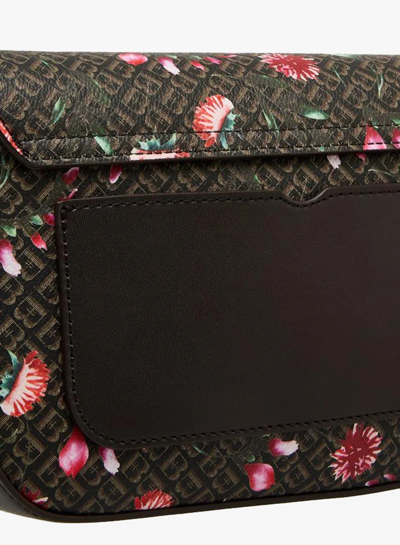 Flora Bella By Shoexpress BROWN Flora Bella Monogram Print Shoulder Bag with Magnetic Button Closure for Women | Best Price UAE