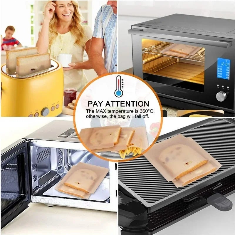 30PCS Reusable Toaster Bags, Non-Stick, Microwave Safe, for Sandwiches & More - Image 2