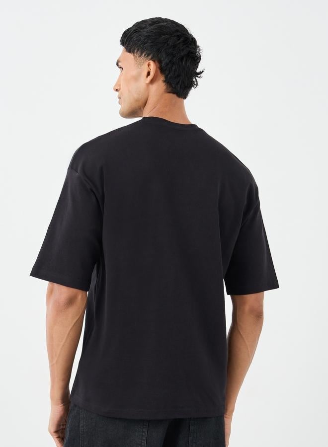 Styli Men Black Graphic Print Oversized T-Shirt - Image 4