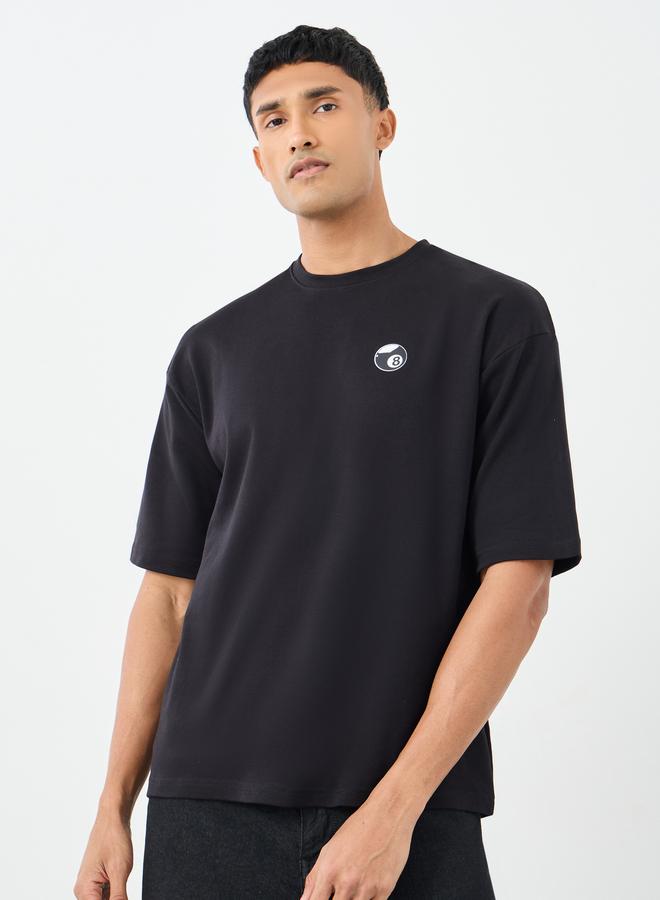 Styli Men Black Graphic Print Oversized T-Shirt - Image 1