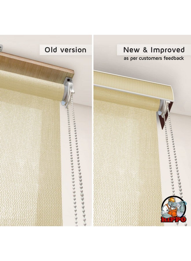 HIPPO 180 GSM HDPE Outdoor Balcony Roller Blind, UV & Dust Protection Corded Roll Up and Down Light Filtering Blinds for Garden (Ivory, 3FTX7FT) - Image 2