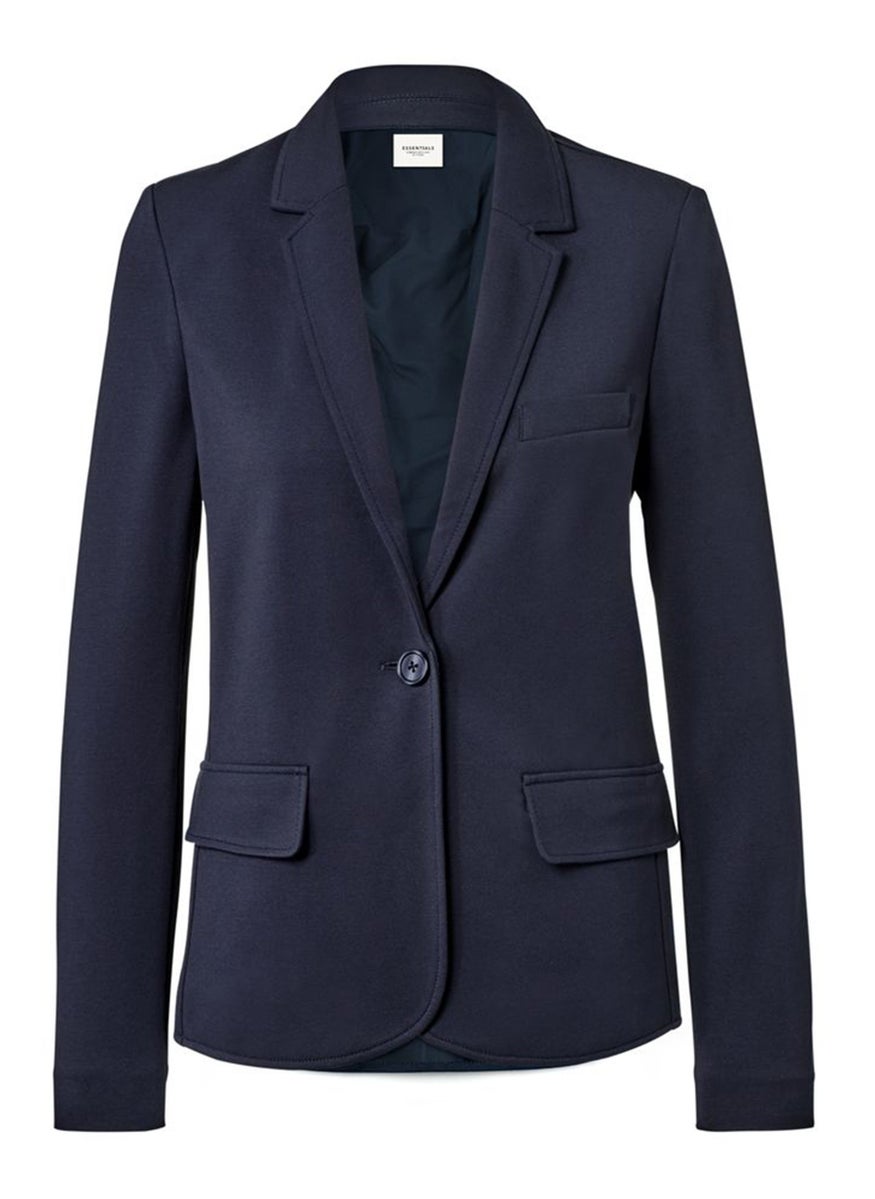 Tchibo - Women Regular Fit Solid Blazer, Navy Blue - Image 1