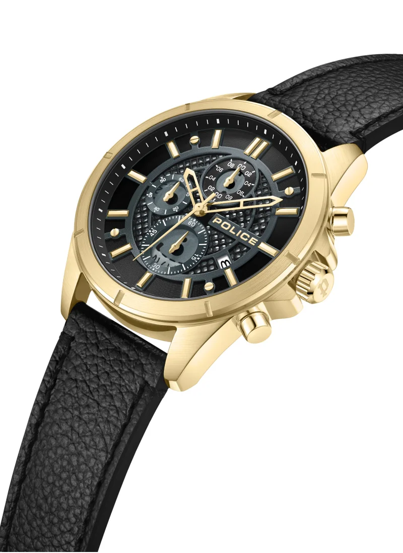 بوليس Burbank 45mm Men's Chronograph Watch with Black Leather Strap