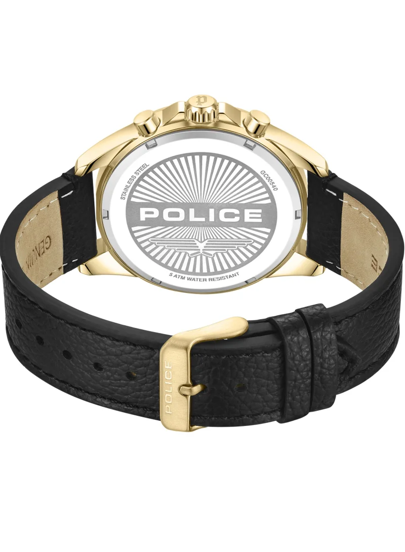 بوليس Burbank 45mm Men's Chronograph Watch with Black Leather Strap
