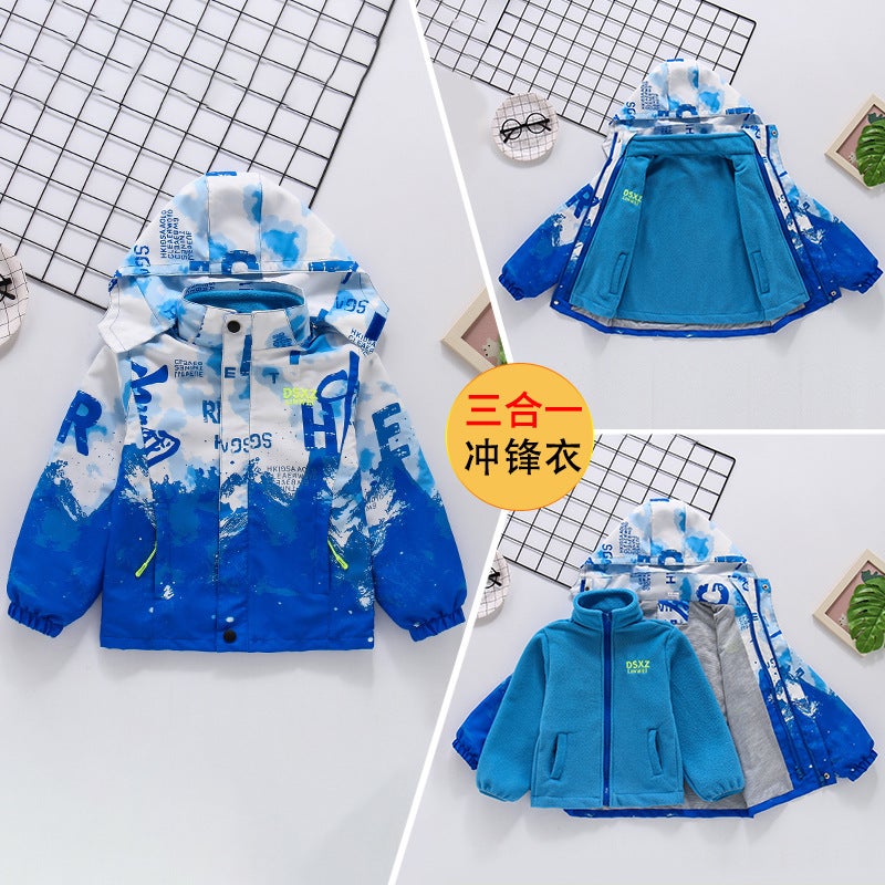 Boys' Coat Children'S Charge Clothes Fleece-Lined Thickened Children'S Removable Three-In-One - Image 5