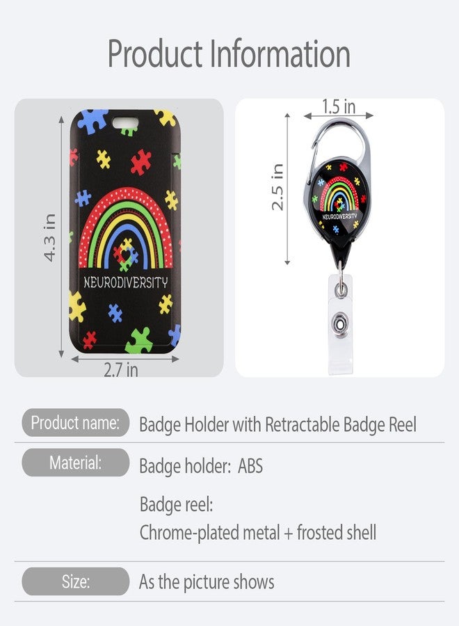 DMLSKY Autism Aware Badge Reel Retractable ID Holder Cute Name Reel Clip Vertical ID Key Card Badge Holder for Women Nurse Teacher Preppy School Student - Image 4